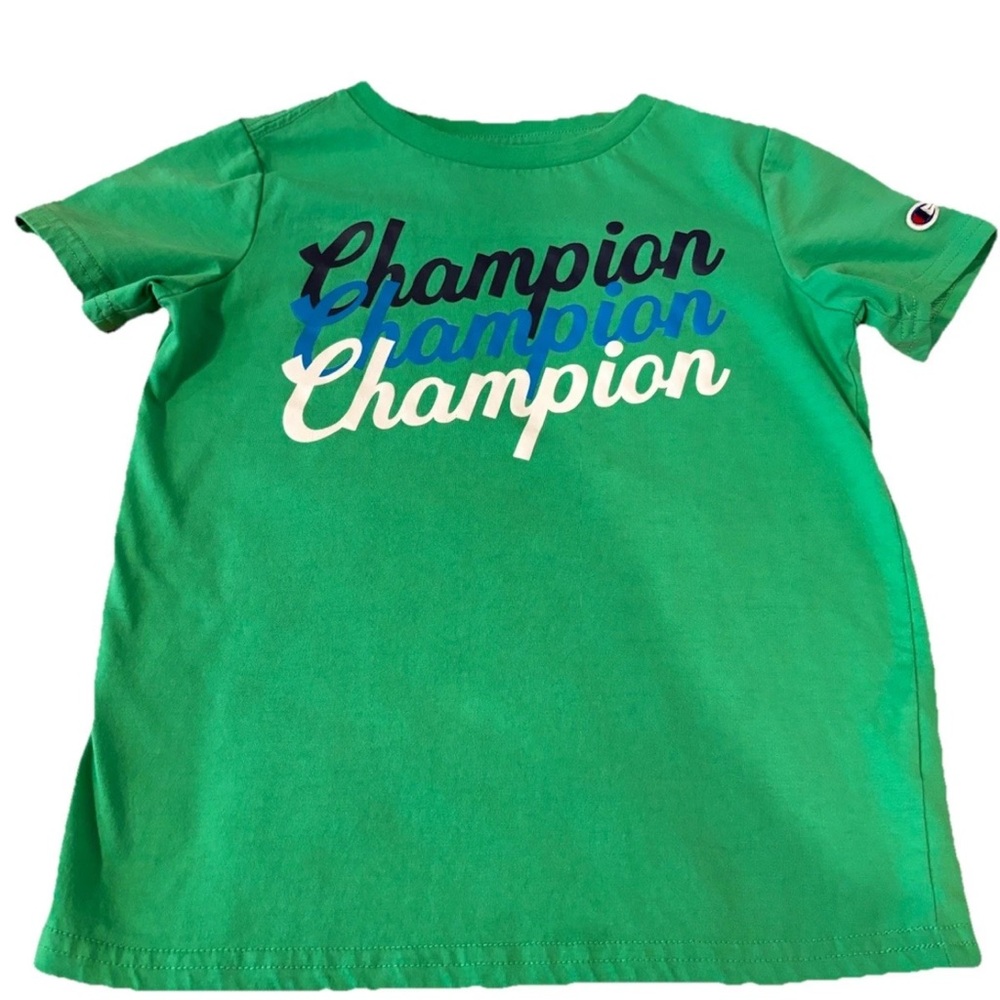 Champion Kids Tee in Green with Logo Design